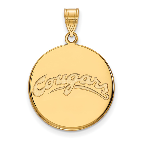 10k Yellow Gold 3/4in Washington State University Cougars Disc Pendant