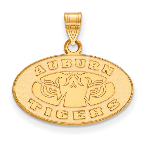 14kt Yellow Gold 1/2in Auburn University Tigers Oval Pendant