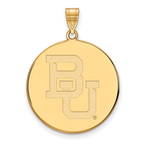 10k Yellow Gold 1in Baylor University Round Pendant