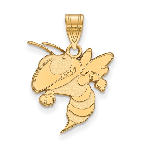 10k Yellow Gold Georgia Tech Buzz Pendant 3/4in