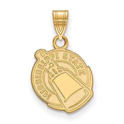 Mississippi State University Cowbell Pendant 1/2in 14k Yellow Gold