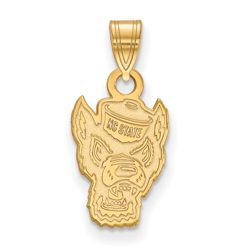 10k Yellow Gold 1/2in North Carolina State University Mr. Wuf Pendant