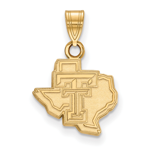 10kt Yellow Gold 1/2in Texas Tech University State Map Pendant