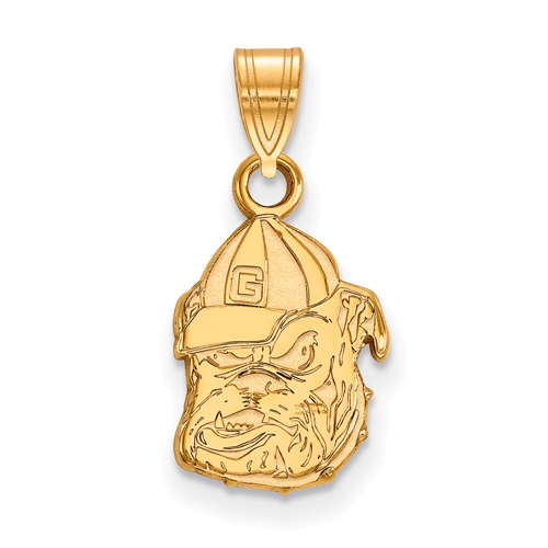 10kt Yellow Gold 1/2in University of Georgia Bulldog G Hat Pendant