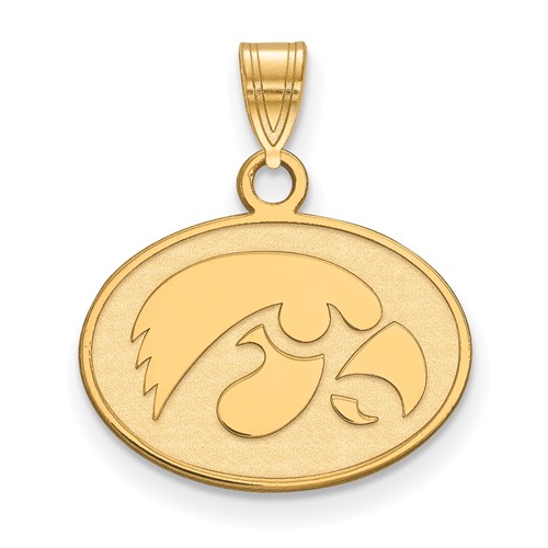 University of Iowa Oval Pendant 1/2in 14k Yellow Gold