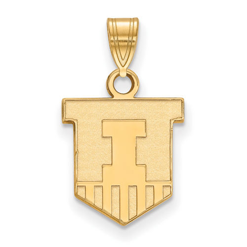 10kt Yellow Gold 1/2in University of Illinois Victory Badge Pendant