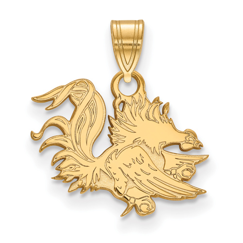 14kt Yellow Gold 1/2in University of South Carolina Gamecock Pendant