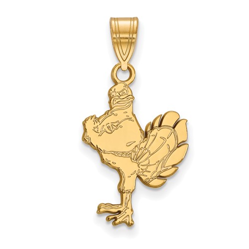 10k Yellow Gold Virginia Tech HokieBird Pendant 3/4in