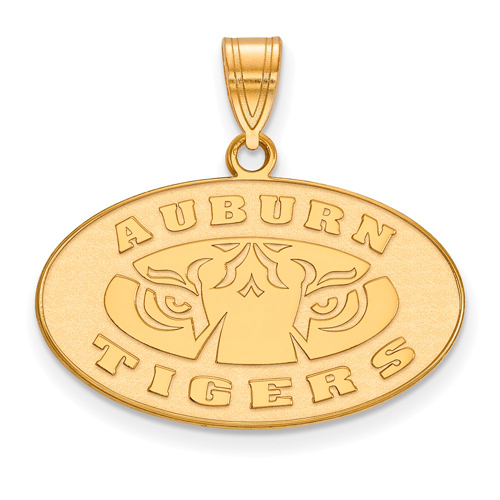 10kt Yellow Gold 5/8in Auburn University Oval Pendant