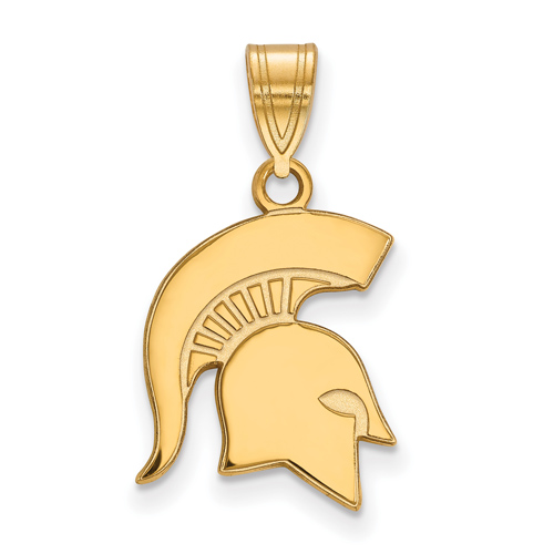 10k Yellow Gold 5/8in Michigan State University Spartan Helmet Pendant