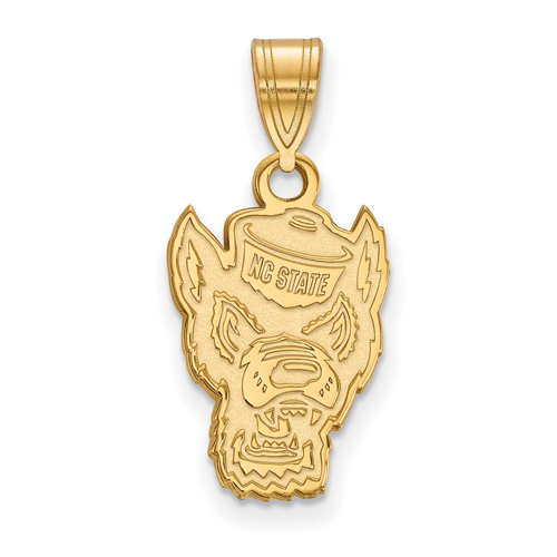 14k Yellow Gold 5/8in North Carolina State University Mr. Wuf Pendant
