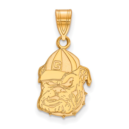 14kt Yellow Gold 5/8in University of Georgia Bulldog G Hat Pendant