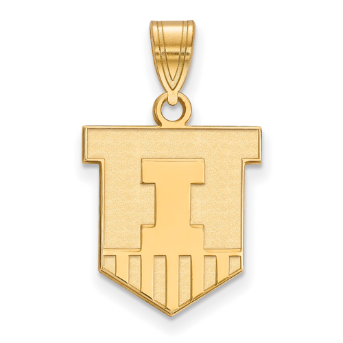 10kt Yellow Gold 5/8in University of Illinois Victory Badge Pendant
