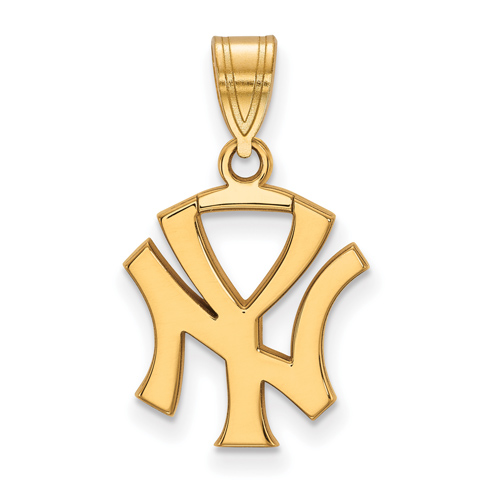 10kt Yellow Gold 5/8in New York Yankees Jersey Logo Pendant