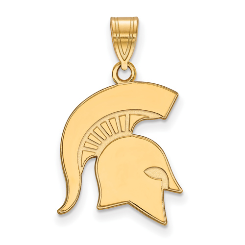 Michigan State University Spartan Helmet Pendant 3/4in 10k Yellow Gold