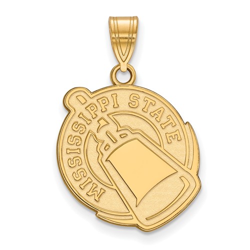 Mississippi State University Cowbell Pendant 3/4in 10k Yellow Gold