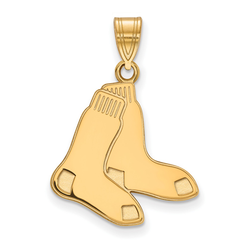 14kt Yellow Gold 3/4in Boston Red Sox Socks Logo Pendant