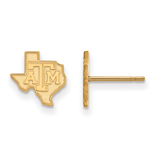 10k Yellow Gold Texas A&M University State Outline Earrings Extra Small