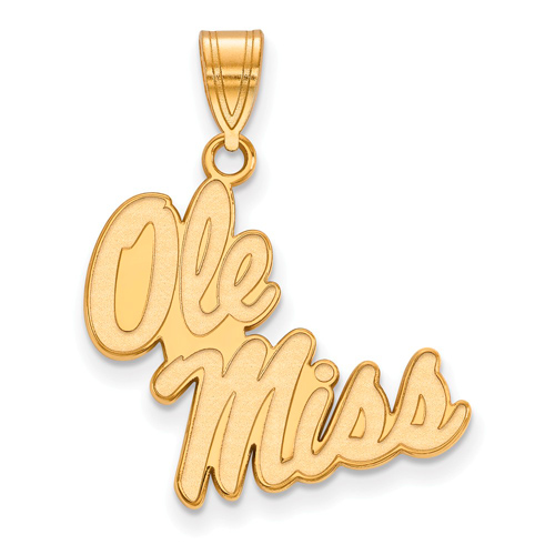 14k Yellow Gold 3/4in Ole Miss Logo Pendant