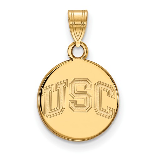 14k Yellow Gold 1/2in University of Southern California Round Pendant