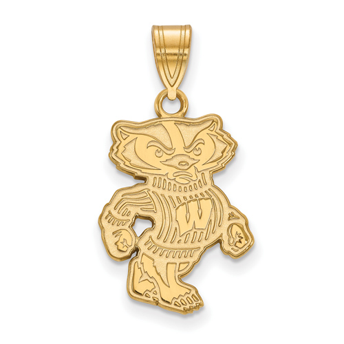 10kt Yellow Gold 3/4in University of Wisconsin Badger Pendant