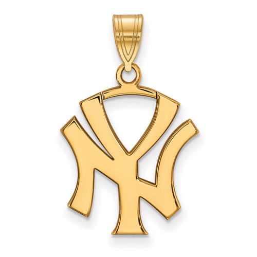 14kt Yellow Gold 3/4in New York Yankees Jersey Logo Pendant