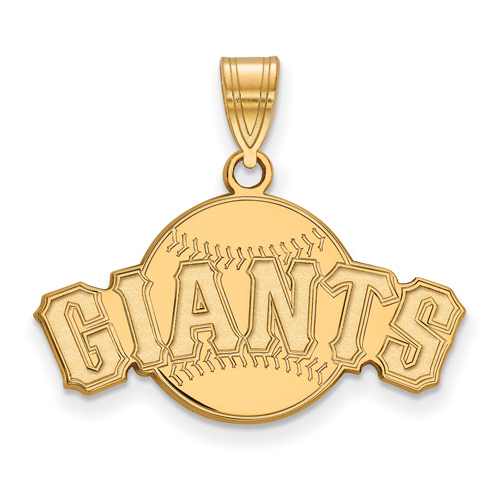 14kt Yellow Gold 5/8in San Francisco Giants Arched Baseball Pendant