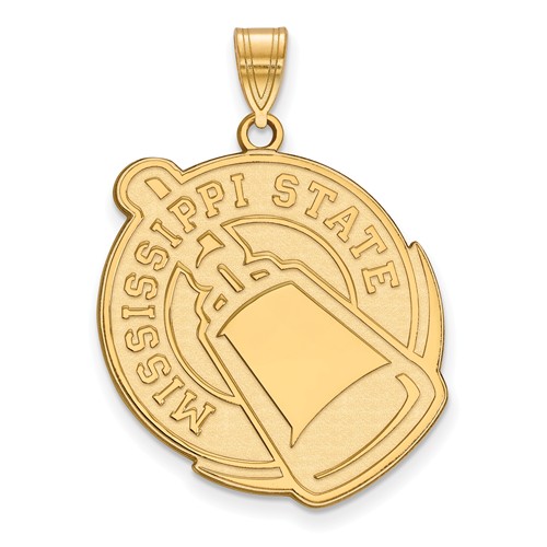 10k Yellow Gold 1in Mississippi State University Cowbell Pendant