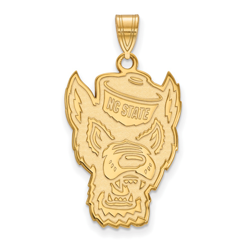 10k Yellow Gold 1in North Carolina State University Mr. Wuf Pendant