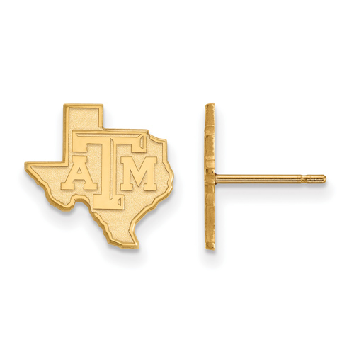 10k Yellow Gold Texas A&M University State Outline Small Post Earrings