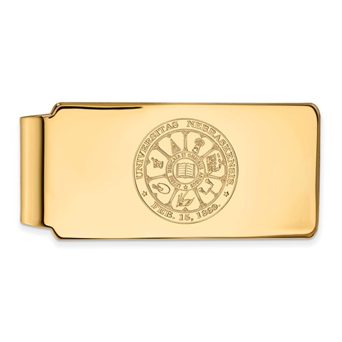 10kt Yellow Gold University of Nebraska Crest Money Clip