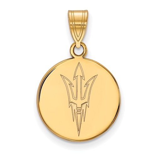 Arizona State University Disc Pendant 5/8in 14k Yellow Gold