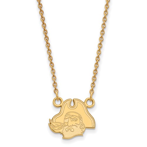 East Carolina University Pirate Pendant on Necklace 14k Yellow Gold