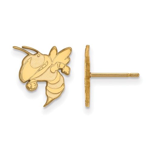 14k Yellow Gold Georgia Tech Buzz Post Earrings