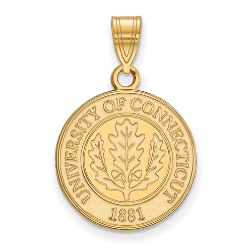 University of Connecticut Crest Pendant 5/8in 14k Yellow Gold