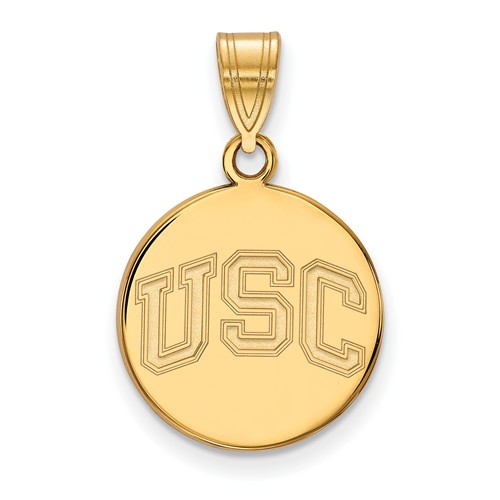 14k Yellow Gold 5/8in University of Southern California Round Pendant