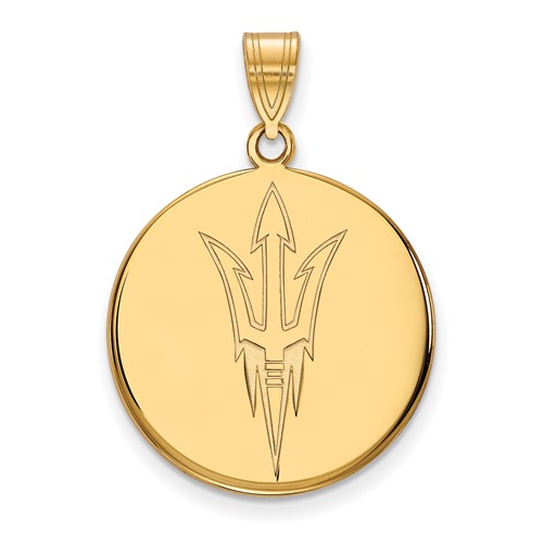 Arizona State University Disc Pendant 3/4in 14k Yellow Gold