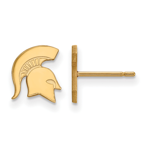 Michigan State University Spartan Extra Small Earrings 14k Yellow Gold