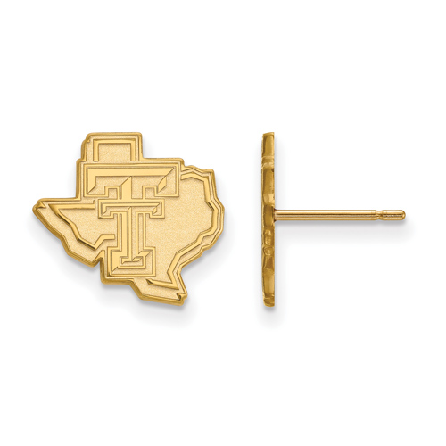 10kt Yellow Gold Texas Tech University State Map Small Post Earrings