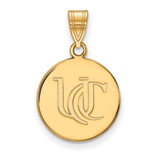 14k Yellow Gold 5/8in University Of Cincinnati UC Round Pendant