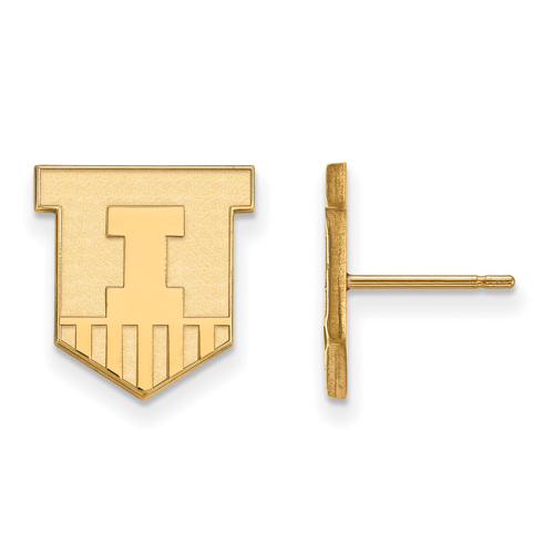 University of Illinois Victory Badge Earrings Small 14k Yellow Gold