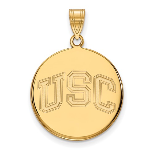 14k Yellow Gold 7/8in University of Southern California Round Pendant