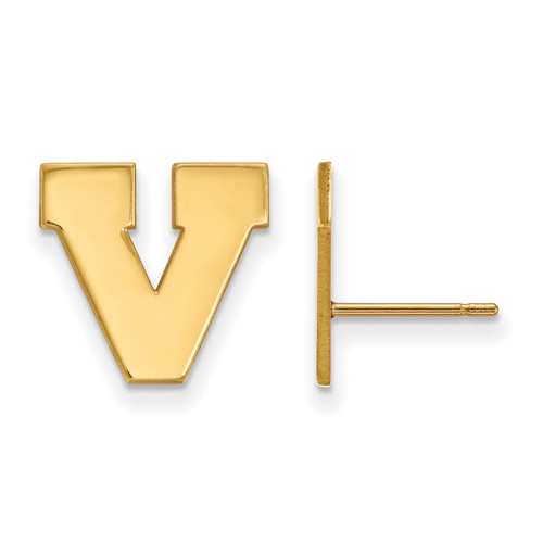 14kt Yellow Gold University of Virginia Block V Small Post Earrings