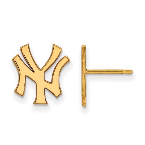 14kt Yellow Gold New York Yankees Small Jersey Logo Post Earrings