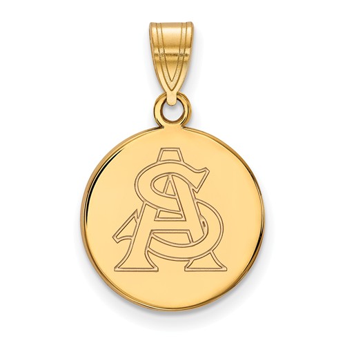 Arizona State University Round Pendant 5/8in 14k Yellow Gold