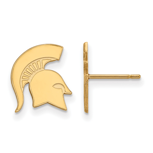 14k Yellow Gold Michigan State Univ. Spartan Helmet Small Earrings