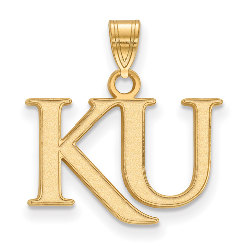 14kt Yellow Gold 1/2in University of Kansas KU Pendant