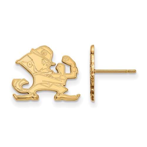 14k Yellow Gold University of Notre Dame Leprechaun Stud Earrings