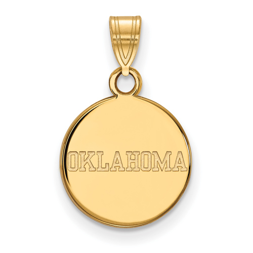 14kt Yellow Gold 1/2in University of Oklahoma OKLAHOMA Round Pendant