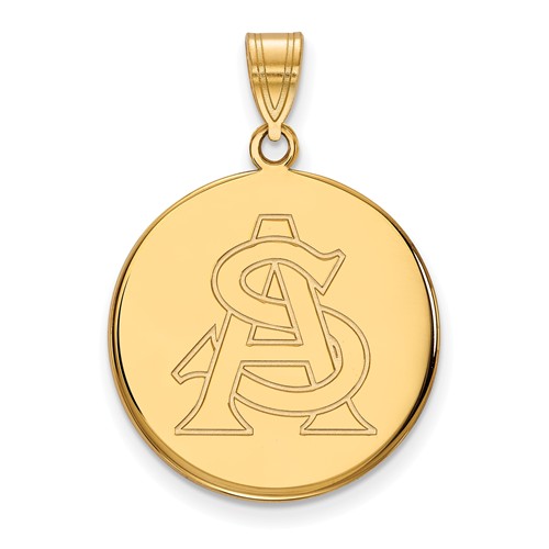Arizona State University Round Pendant 3/4in 14k Yellow Gold